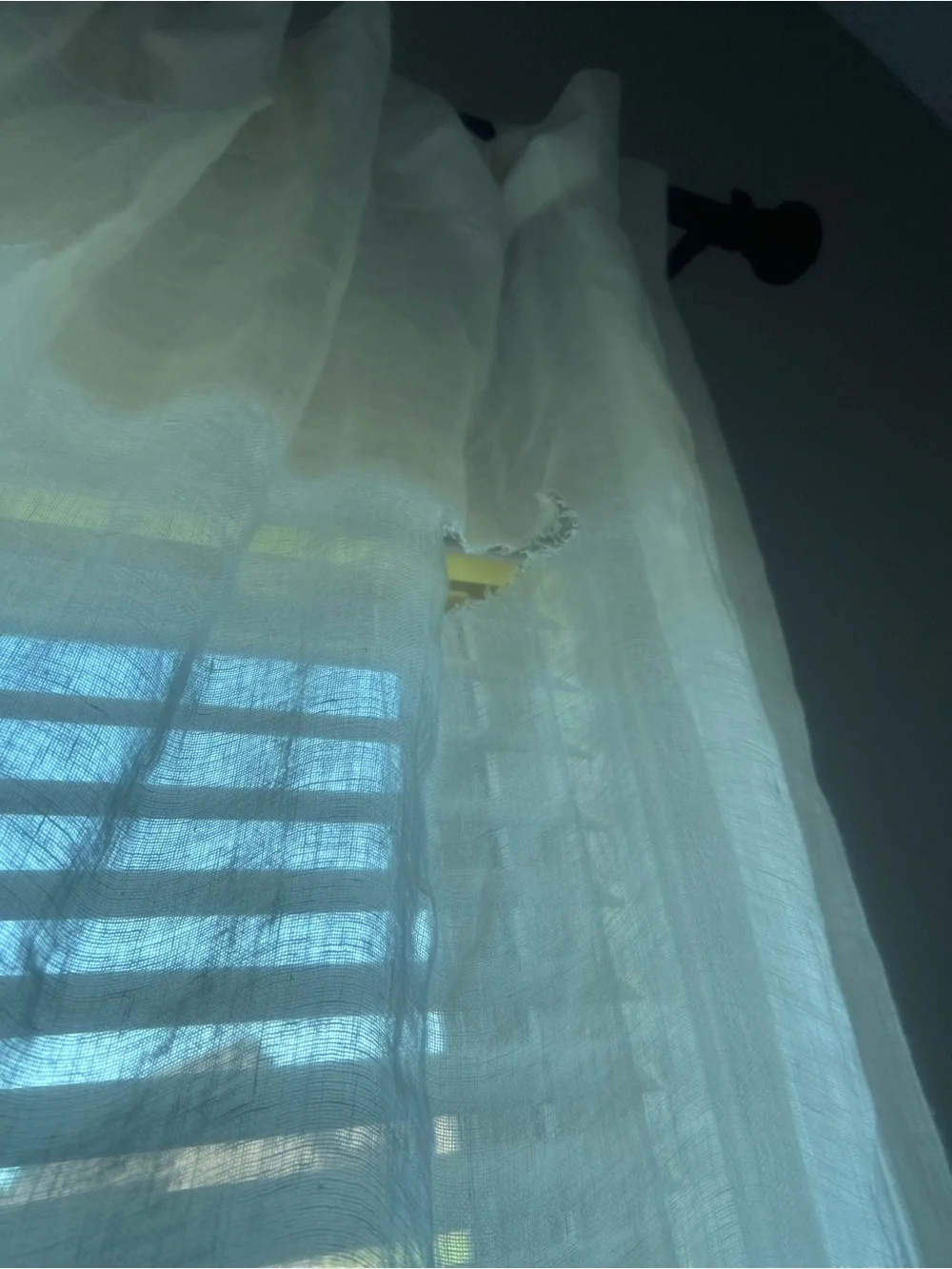 SALE — Pottery Barn *Ripped* Ivory Sheer Linen Curtain Panel